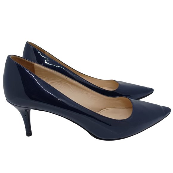 Prada Shoes - Prada smooth patent leather navy pumps office Shinny Shoes Size 37.5 Heel 2.8 in
